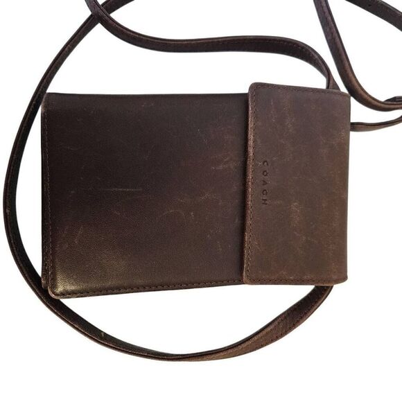 Vintage Coach crossbody wallet, brown leather. - Picture 1 of 6